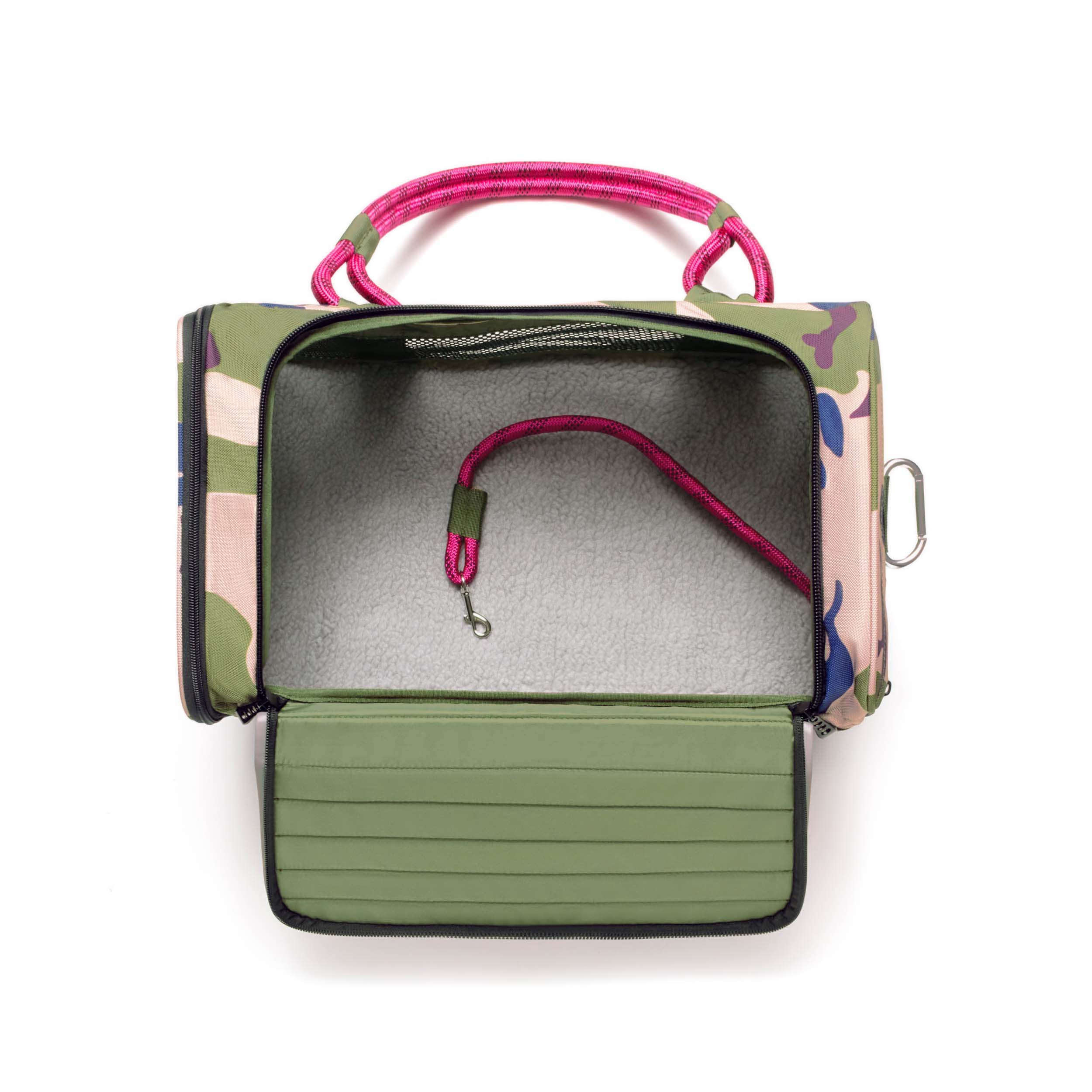 ROVERLUND - OUT-OF-OFFICE PET CARRIER PRO EDITION: CAMO / MAGENTA / LARGE - UP TO 25LBS